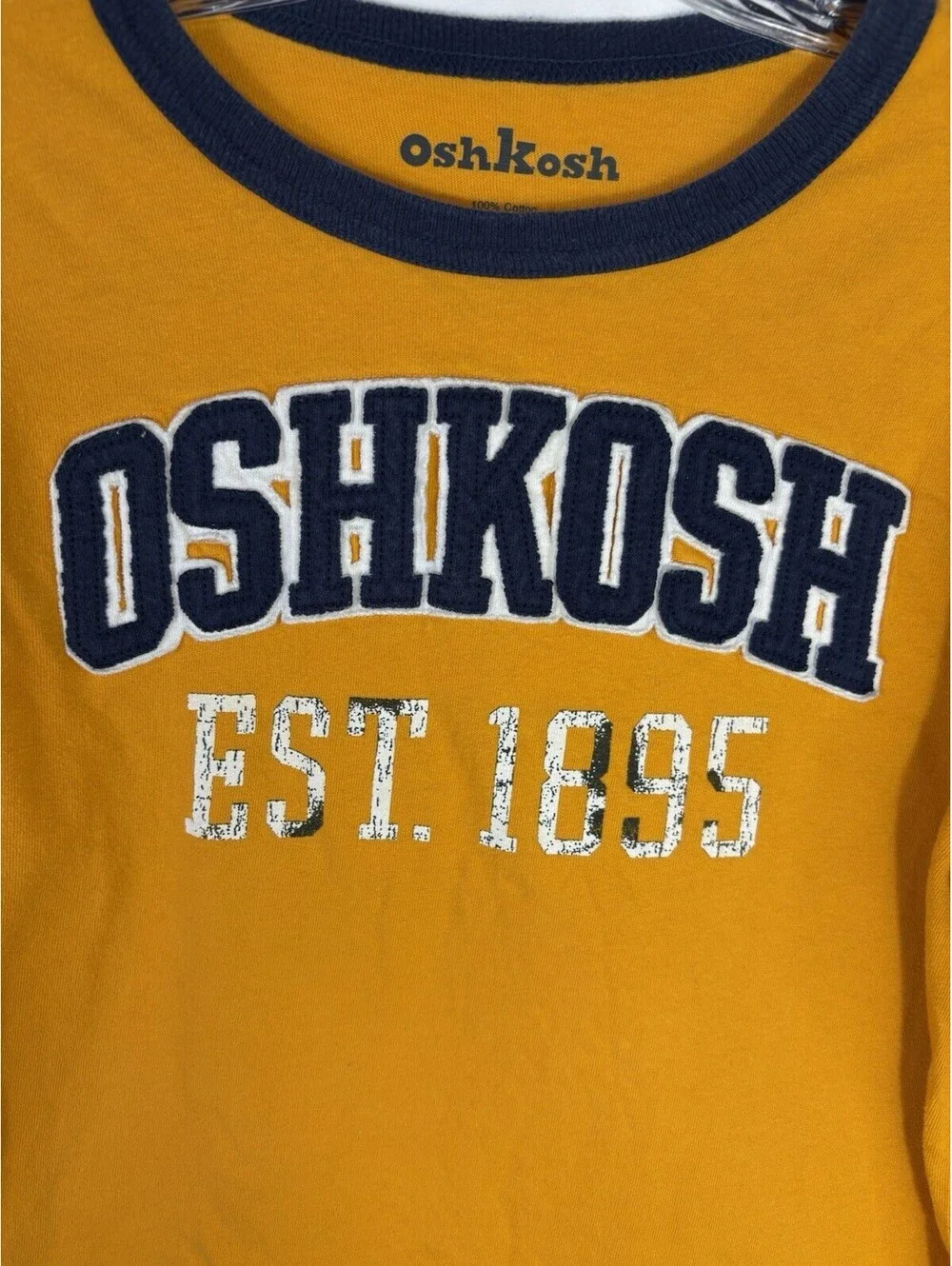 OshKosh Boys 14/16 Layered Long Sleeve Shirt Est 1895 Mustard Yellow Graphic